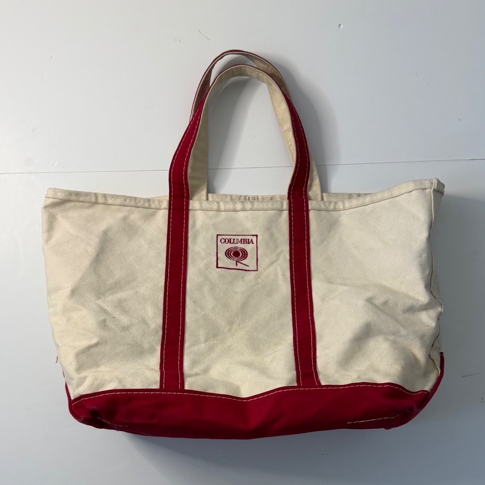 L.L. Bean Boat & Tote Bag Large Red Canvas Columbia Records Vintage 80s Sawtooth